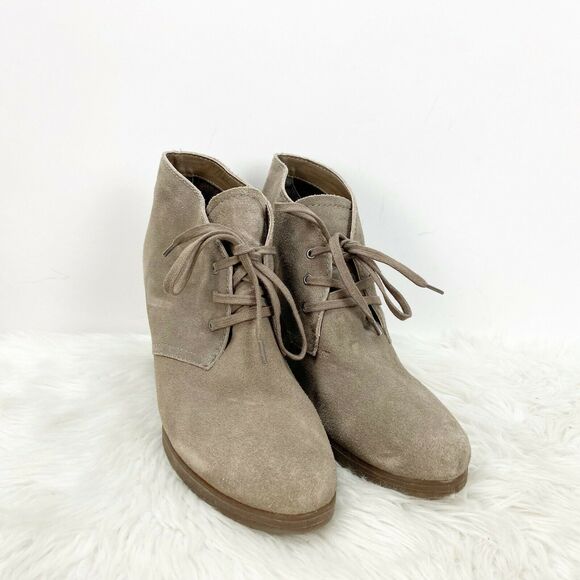 Dolce Vita 10 Womens Beige Suede Hidden Wedge Ankle Booties - Picture 1 of 9